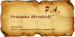 Prohaska Afrodité névjegykártya